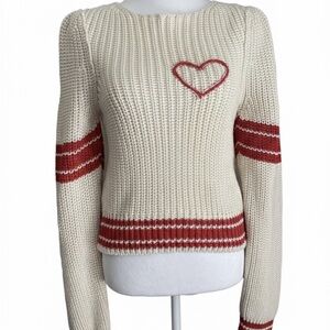 Free People Sweater S Out Of The Park Pullover Knit Heart Stripe